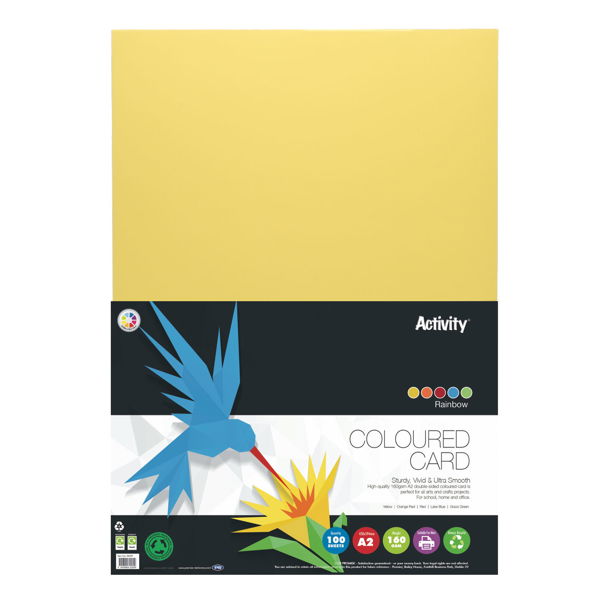 A2 Premier Activity Card 100 Sheets 160gm - Assorted Rainbow