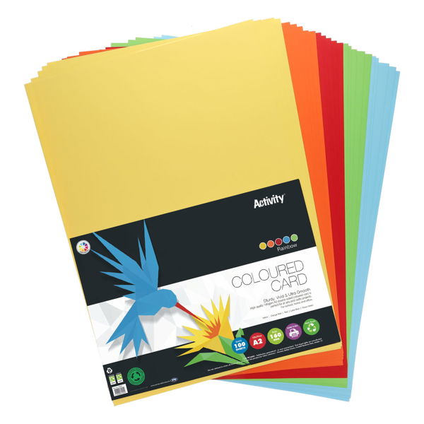 A2 Premier Activity Card 100 Sheets 160gm - Assorted Rainbow