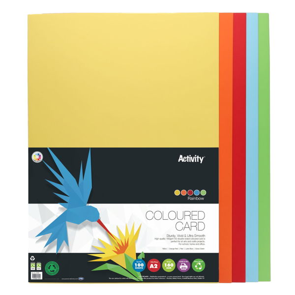 A2 Premier Activity Card 100 Sheets 160gm - Assorted Rainbow