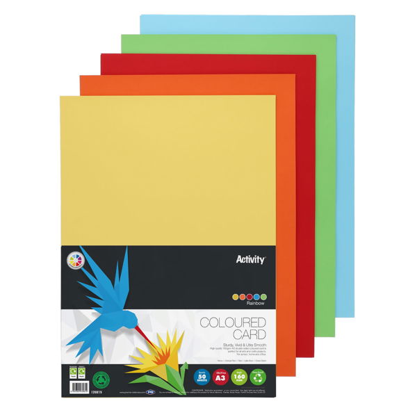 A3 Premier Activity Card 50 Sheets 160gm - Assorted Rainbow