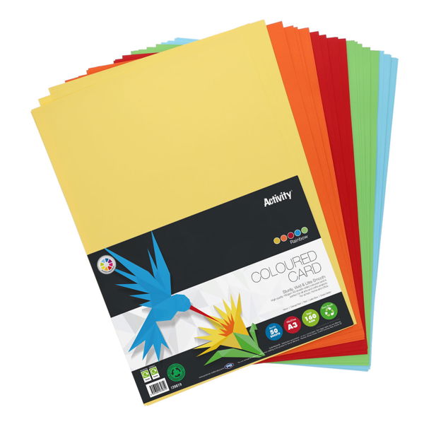 A3 Premier Activity Card 50 Sheets 160gm - Assorted Rainbow