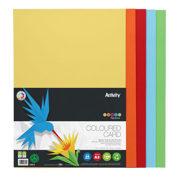 A3 Premier Activity Card 50 Sheets 160gm - Assorted Rainbow