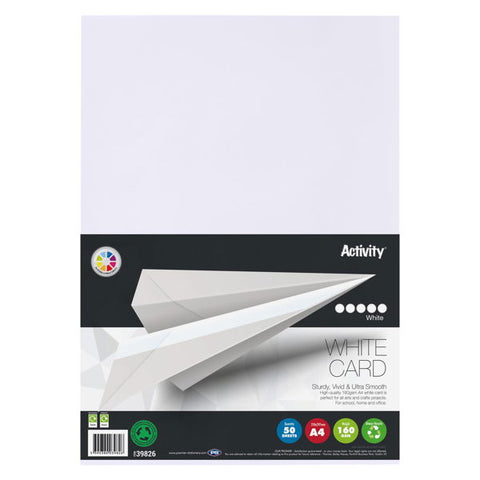 A4 Premier Activity Card 50 Sheets 160gm - White