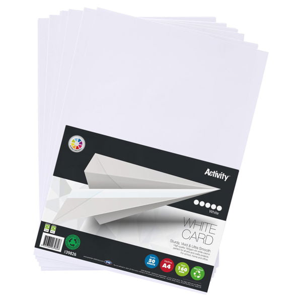 A4 Premier Activity Card 50 Sheets 160gm - White
