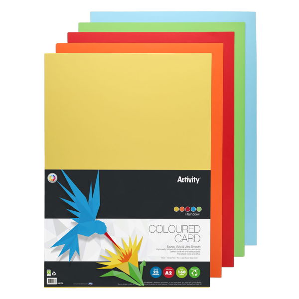 A2 Assorted Activity Card 25 Sheets 160gm - Rainbow