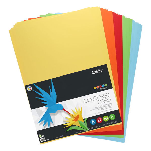 A2 Assorted Activity Card 25 Sheets 160gm - Rainbow