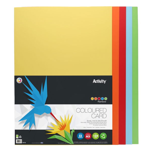 A2 Assorted Activity Card 25 Sheets 160gm - Rainbow