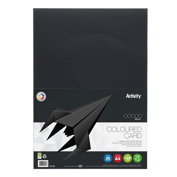 A3 Premier Activity Card 20 Sheets 160gm - Black