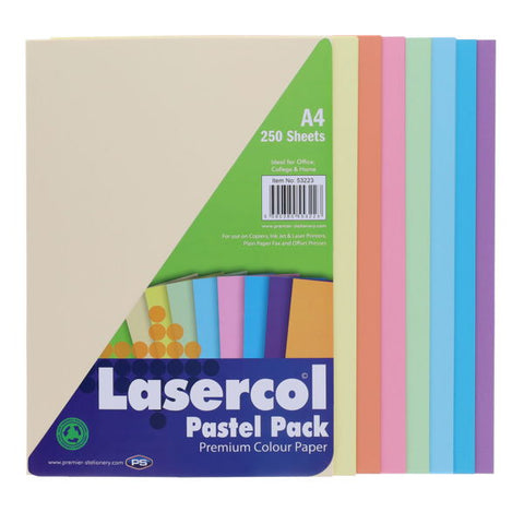 Lasercol A4 Assorted Colour Paper 250 Sheets 80gsm - Pastel