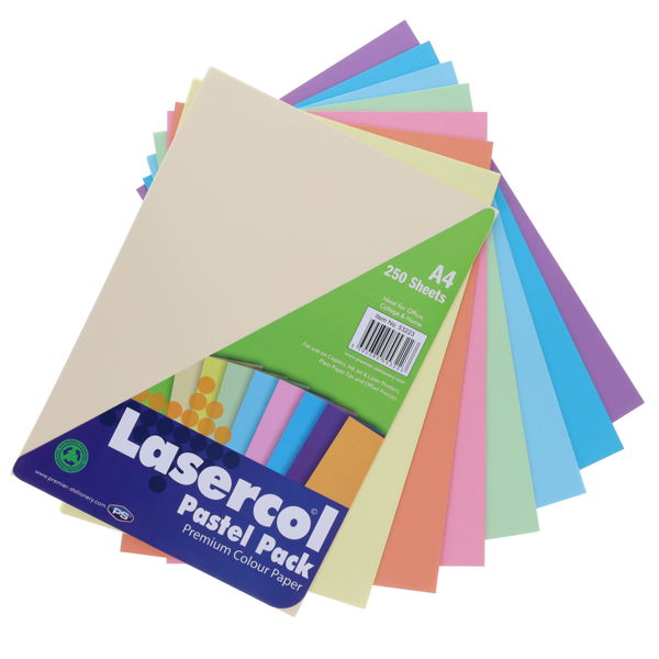 Lasercol A4 Assorted Colour Paper 250 Sheets 80gsm - Pastel
