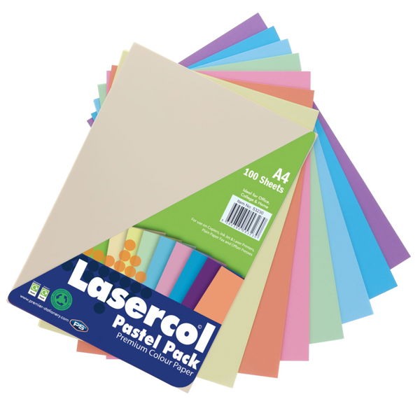 Lasercol A4 Assorted Colour Paper 100 Sheets 80gsm - Pastel