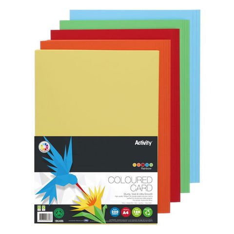 A4 Assorted Activity Card 250 Sheets 160gm - Rainbow