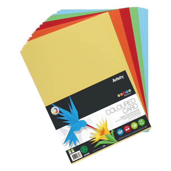 A4 Assorted Activity Card 250 Sheets 160gm - Rainbow