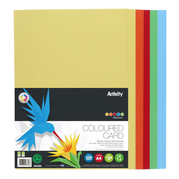 A4 Assorted Activity Card 250 Sheets 160gm - Rainbow