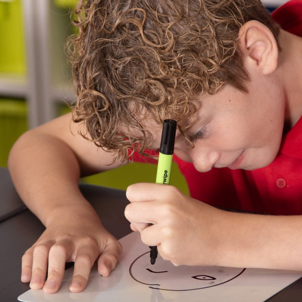 Show-me Pupils Slim Barrel Drywipe Pens Medium Tip Class Pack of 100 Black