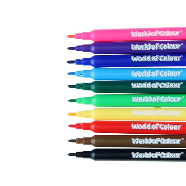 World of Colour Felt Tip Markers Assorted Colours 10 Pack