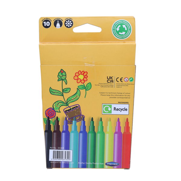 World of Colour Felt Tip Markers Assorted Colours 10 Pack