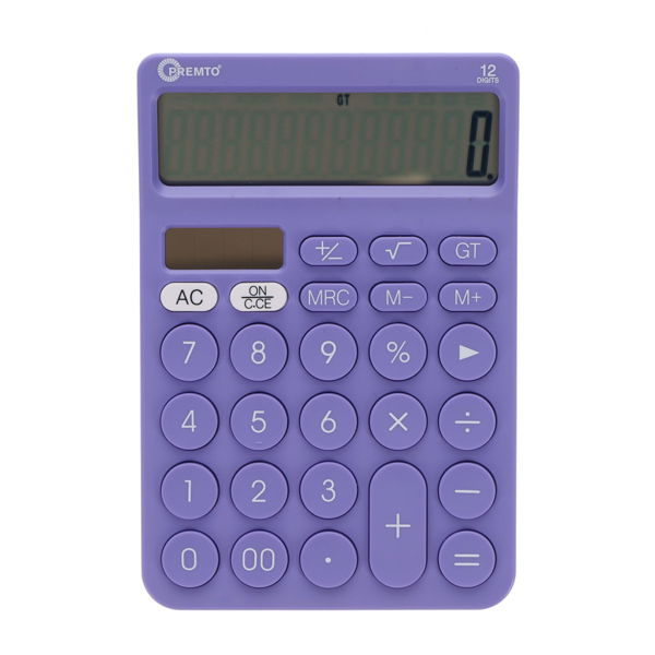 Premto 12 Digit Desktop Calculator - Pastel Purple