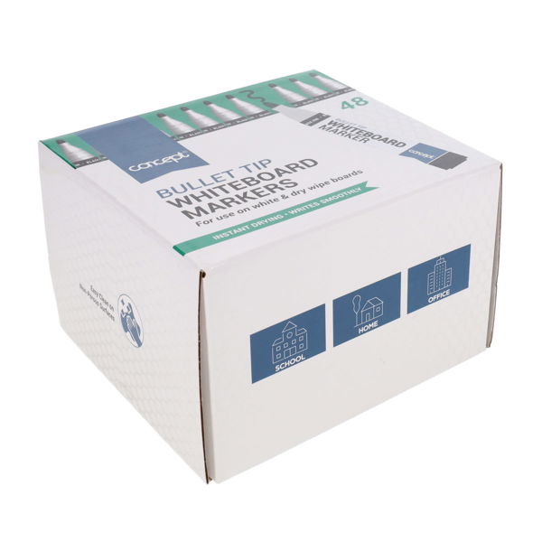 Concept Bullet Tip Whiteboard Markers - Black Box of 48