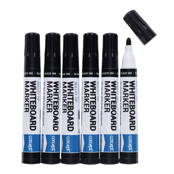 Concept Bullet Tip Whiteboard Markers - Black Box of 48