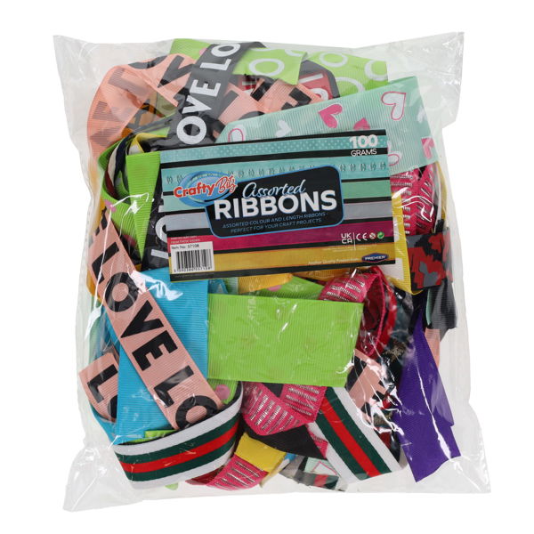 Assorted Ribbon Remnants Bag - 100g