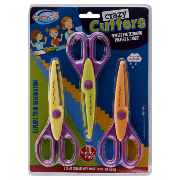 Crafty Bitz Crazy Cutters Craft Scissors Pack 3