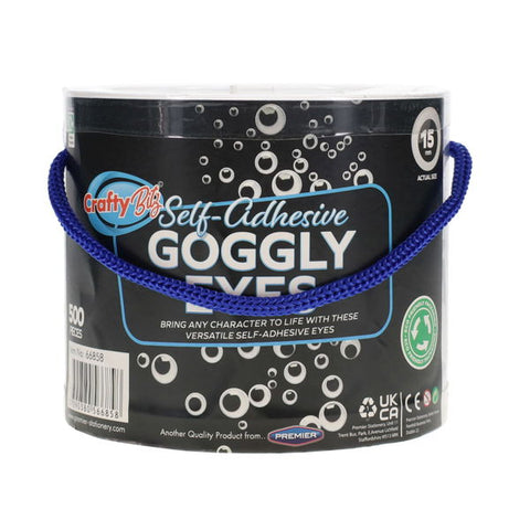 Crafty Bitz Tub 500 Self Adhesive Goggly Eyes - 15mm