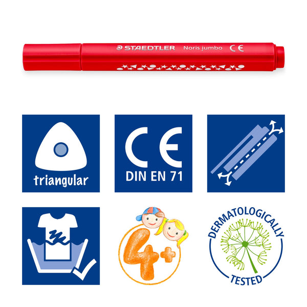 Staedtler Noris Triangular Jumbo Fibre-tip Markers Pack 12
