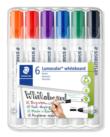 Staedtler Lumocolor Box 6 Assorted Whiteboard Markers - Bullet Tip