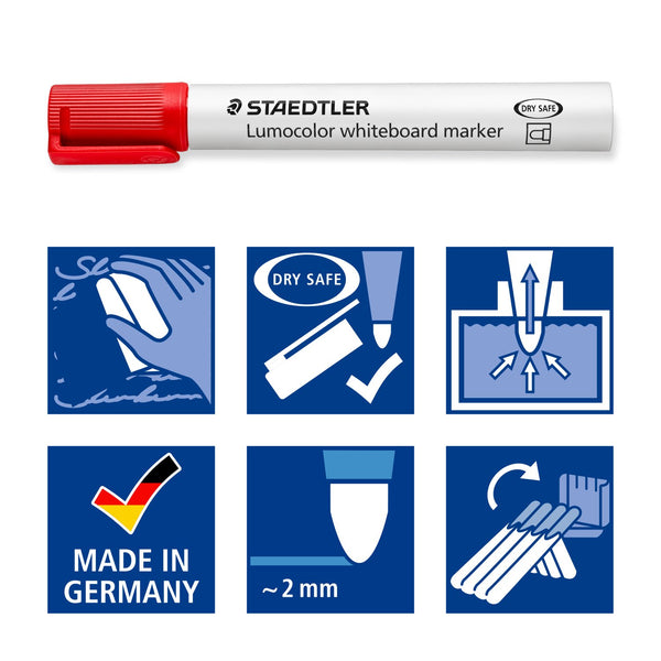 Staedtler Lumocolour Bullet Tip Whiteboard Marker - Box 10 Red