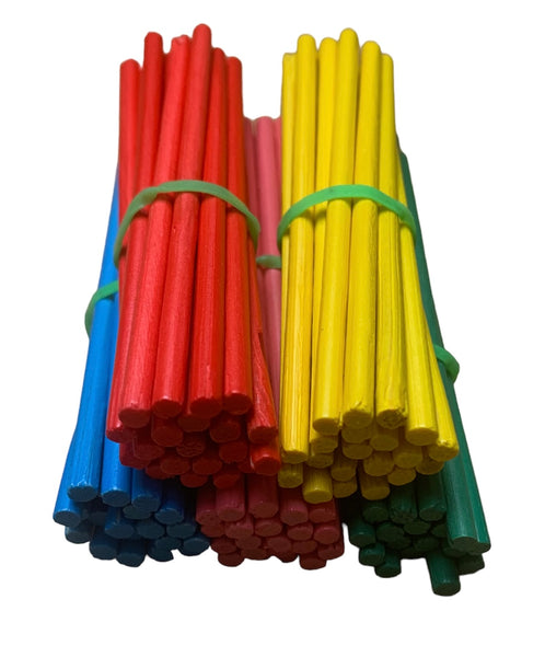 Wooden Sticks Assorted Colours Pack 100
