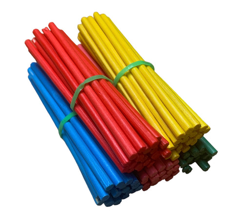 Wooden Sticks Assorted Colours Pack 100