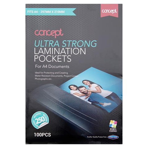 Concept A4 250 Micron Laminating Pouches Pack 100