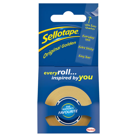 Sellotape Original Golden Sticky Tape Roll 18mm x 25m