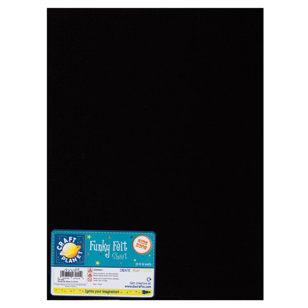 Craft Planet Funky Acrylic Felt Sheet 9" x 12" Black