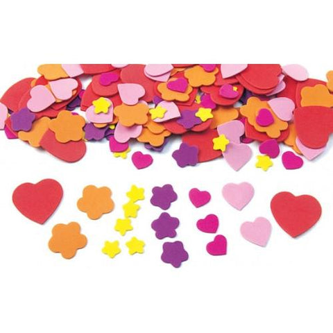 Hearts and Flowers Foam Shapes - 150 Pieces