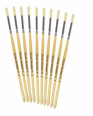 Paint Brushes - Round Tip Short Handle Pack of 10 - Small