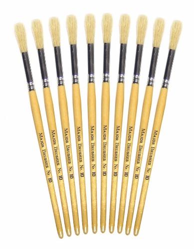 Paint Brushes - Round Tip Short Handle Pack of 10 - Medium