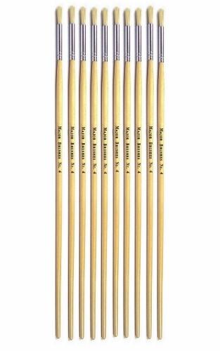 Paint Brushes - Round Tip Long Handle Pack of 10 - Small