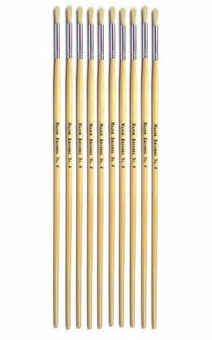 Paint Brushes - Round Tip Long Handle Pack of 10 - Small