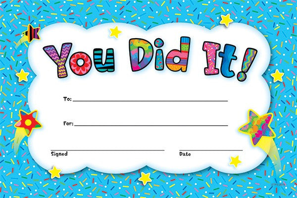 You Did It! Award Certificates - Pack of 30