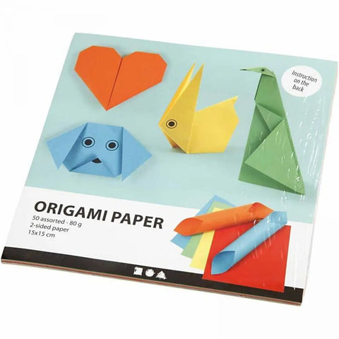 Origami Paper - Assorted Colour 15cm x 15cm Pack 50