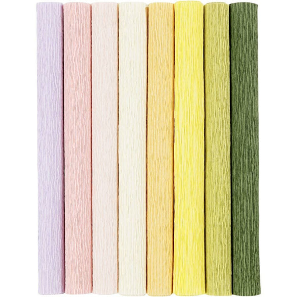 Crepe Paper Assorted Pastel Colours 8 Rolls