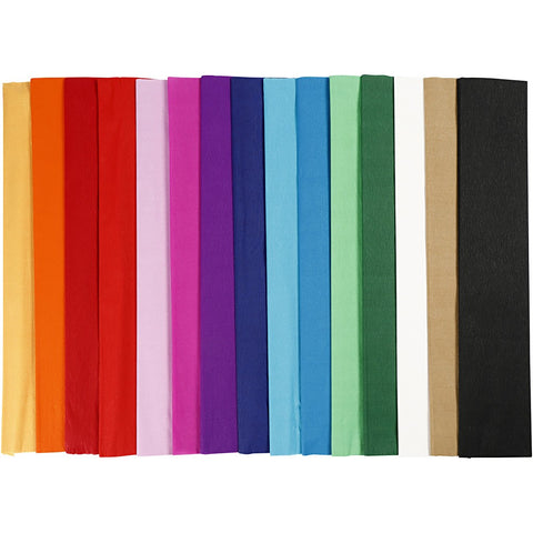 Assorted Colours Crepe Paper - High Grade - 15 Pack