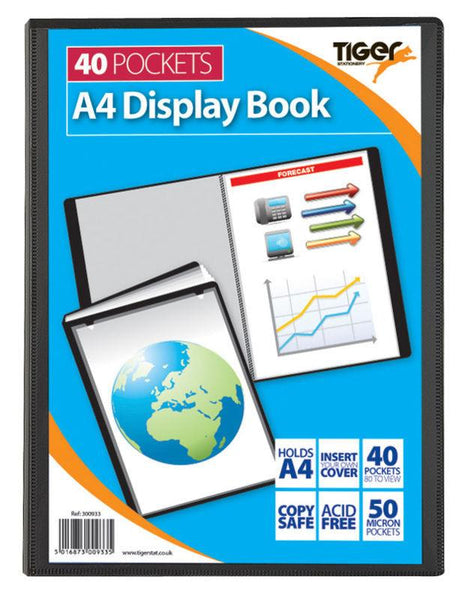 40 Book Display Presentation Display Book - A4 40 Pocket (80 Pages) - Tiger – SchoolQuip.ie