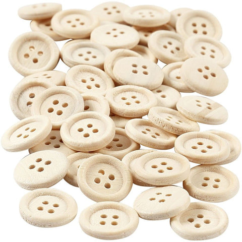 Wooden Buttons with four holes Pack of 50