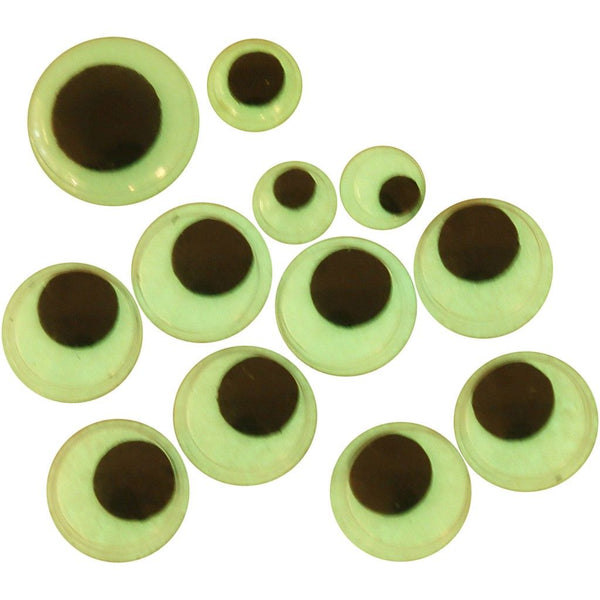 Wiggle Eyes - Luminous Assorted Sizes Pack 30
