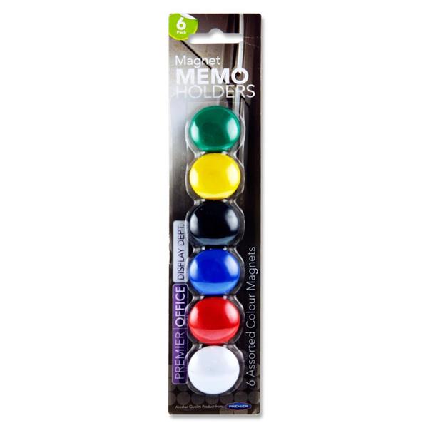 Concept Magnetic Memo Holders - 6 Assorted Colour Magnets