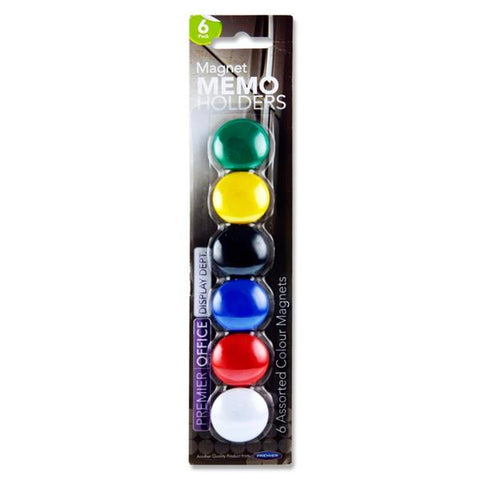 Magnetic Memo Holders - 6 Assorted Colour Magnets