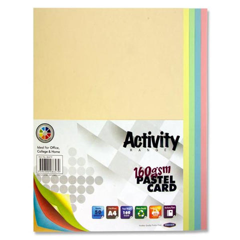 A4 Assorted Activity Card 50 Sheets 160gm - Rainbow Pastel